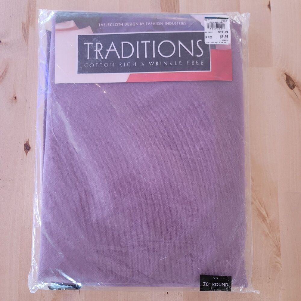 Vintage Traditions 70" Round Cotton Tablecloth NWT Purple Holidays